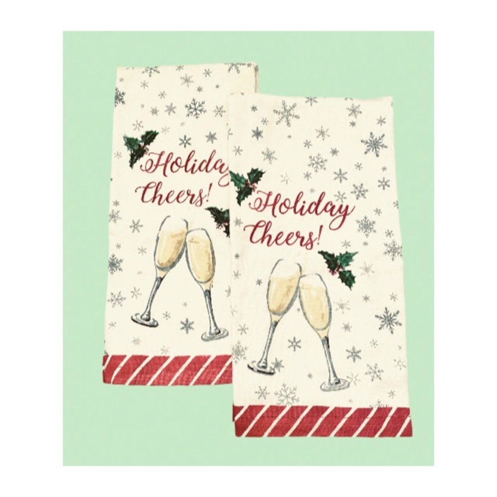 NWOT Set Of 2 Kitchen Towels- Holiday Cheers